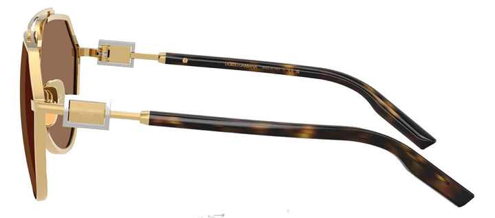 DOLCE & GABBANA DG 2315 02/73 Pilot Gold Metal Sunglasses with Dark Brown Lens