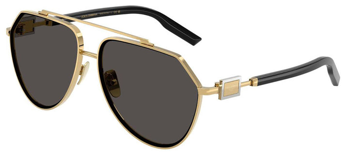 DOLCE & GABBANA DG 2315 02/87 Pilot Gold Metal Sunglasses with Dark Grey Lens