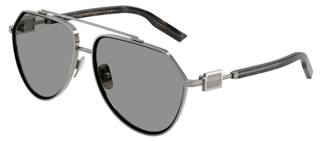 DOLCE & GABBANA DG 2315 04/1 Pilot Gunmetal Metal Sunglasses with Grey Lens