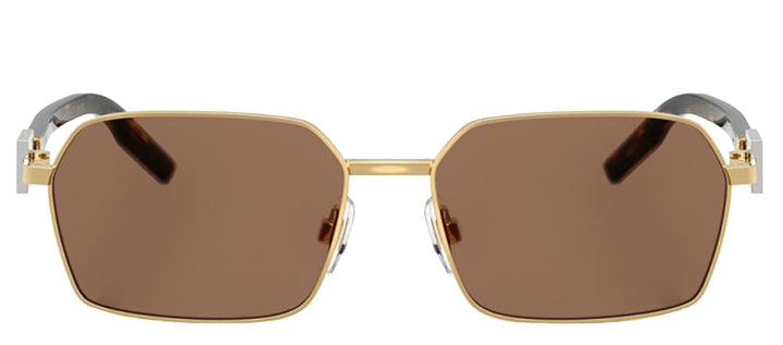 DOLCE & GABBANA DG 2316 02/73 Rectangle Gold Metal Sunglasses with Dark Brown Lens