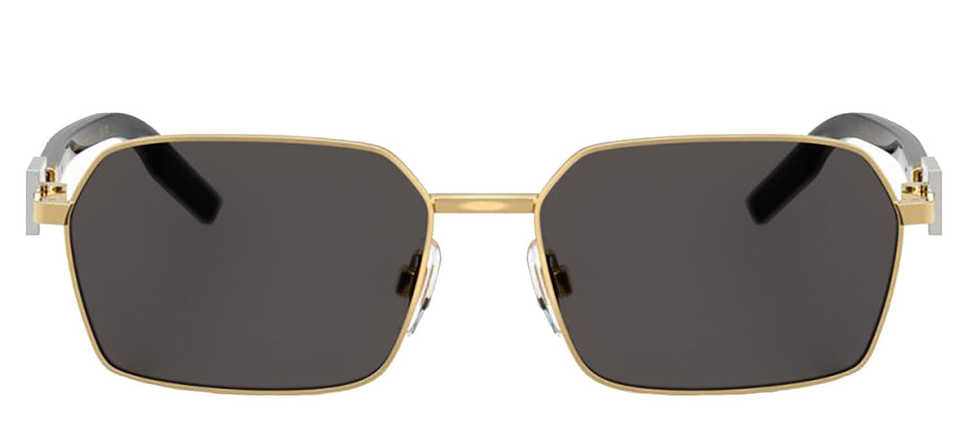 DOLCE & GABBANA DG 2316 02/87 Rectangle Gold Metal Sunglasses with Dark Grey Lens