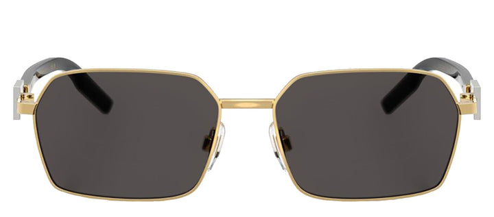 DOLCE & GABBANA DG 2316 02/87 Rectangle Gold Metal Sunglasses with Dark Grey Lens