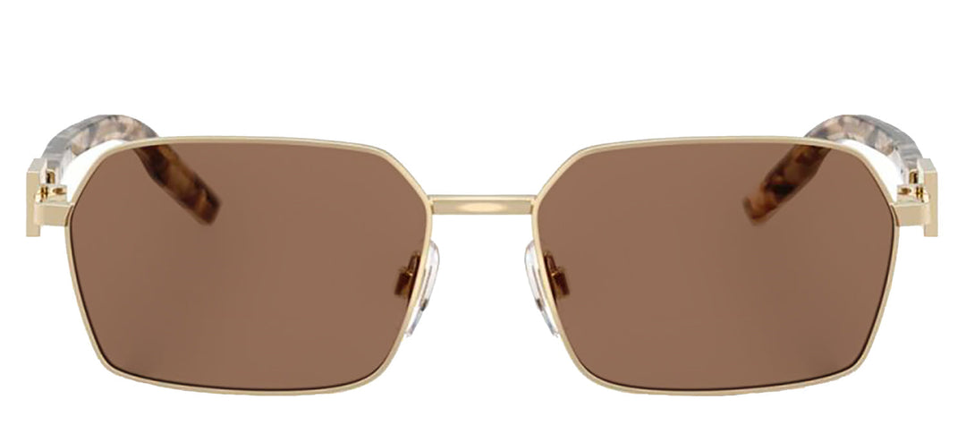 DOLCE & GABBANA DG 2316 488/73 Rectangle Pale Gold Metal Sunglasses with Dark Brown Lens