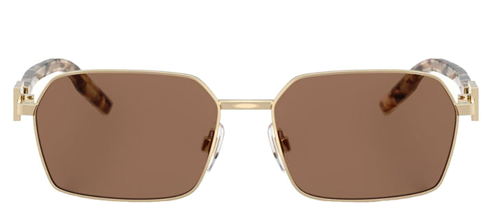 DOLCE & GABBANA DG 2316 488/73 Rectangle Pale Gold Metal Sunglasses with Dark Brown Lens