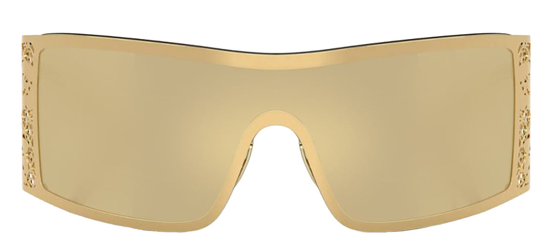 DOLCE & GABBANA DG 2317 02/7I Rectangle Gold Metal Sunglasses with Light Brown Mirror Gold Lens