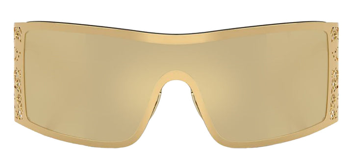 DOLCE & GABBANA DG 2317 02/7I Rectangle Gold Metal Sunglasses with Light Brown Mirror Gold Lens