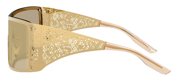 DOLCE & GABBANA DG 2317 02/7I Rectangle Gold Metal Sunglasses with Light Brown Mirror Gold Lens