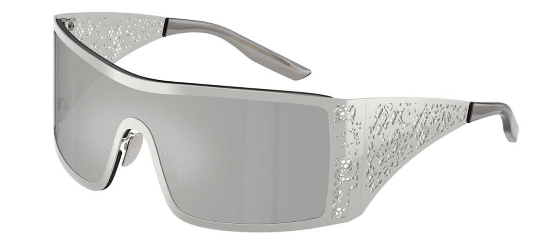 DOLCE & GABBANA DG 2317 05/8V Rectangle Silver Metal Sunglasses with Clear Mirror Silver Lens