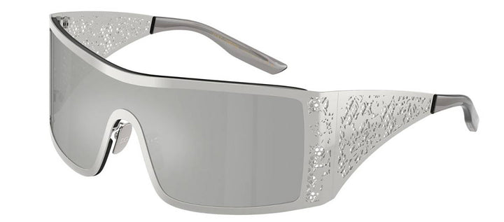 DOLCE & GABBANA DG 2317 05/8V Rectangle Silver Metal Sunglasses with Clear Mirror Silver Lens