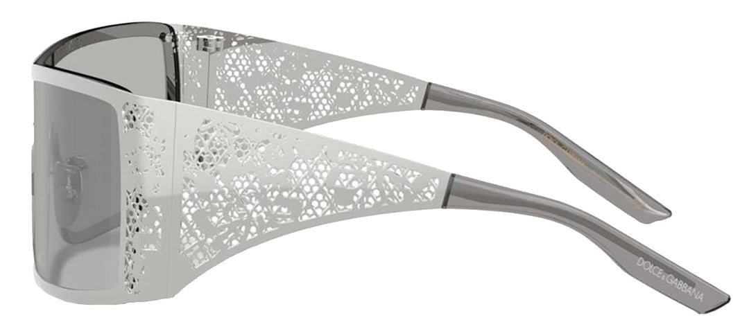 DOLCE & GABBANA DG 2317 05/8V Rectangle Silver Metal Sunglasses with Clear Mirror Silver Lens