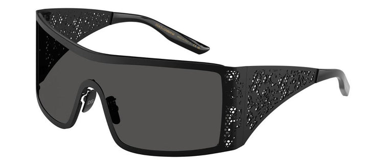 DOLCE & GABBANA DG 2317 110687 Rectangle Matte Black Metal Sunglasses with Dark Grey Lens