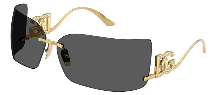 DOLCE & GABBANA DG 2319 02/87 Rectangle Gold Metal Sunglasses with Dark Grey Lens