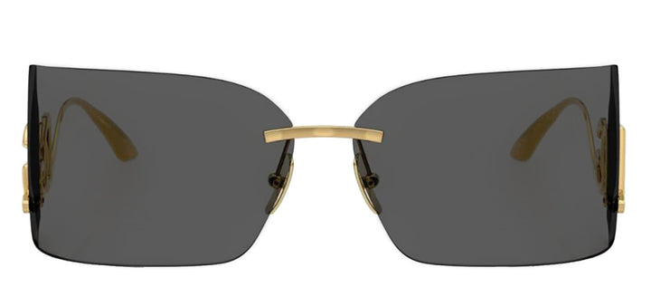 DOLCE & GABBANA DG 2319 02/87 Rectangle Gold Metal Sunglasses with Dark Grey Lens