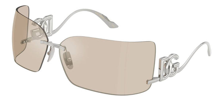 DOLCE & GABBANA DG 2319 05/6G Rectangle Silver Metal Sunglasses with Ivory Mirror Flash Lens