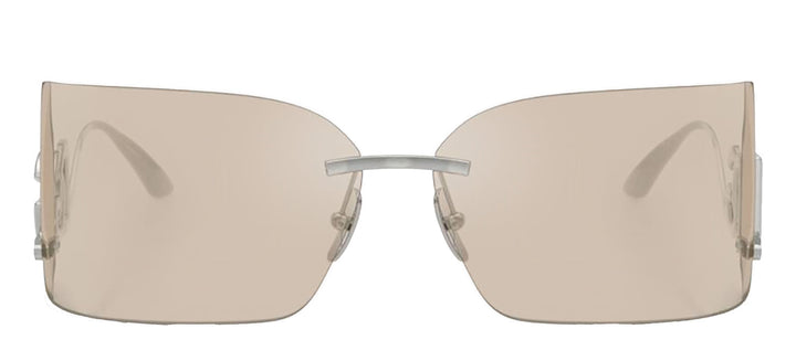 DOLCE & GABBANA DG 2319 05/6G Rectangle Silver Metal Sunglasses with Ivory Mirror Flash Lens