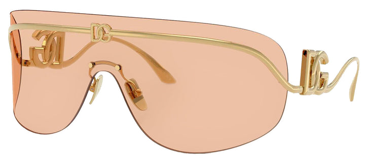 DOLCE & GABBANA DG 2320 02/73 Pillow Gold Metal Sunglasses with Light Brown Lens