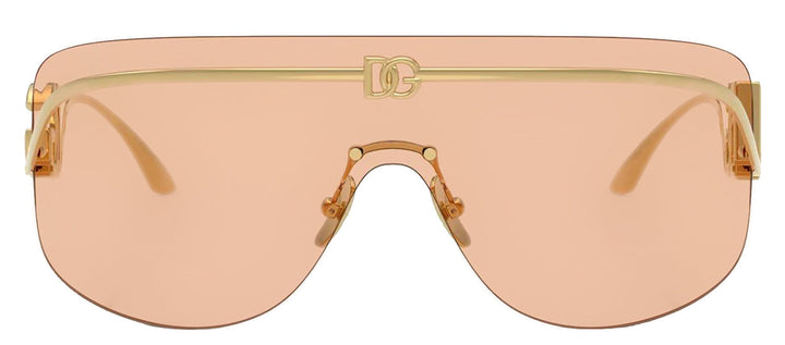 DOLCE & GABBANA DG 2320 02/73 Pillow Gold Metal Sunglasses with Light Brown Lens