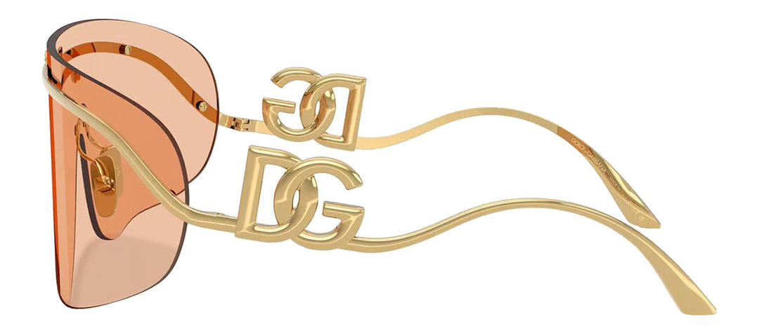 DOLCE & GABBANA DG 2320 02/73 Pillow Gold Metal Sunglasses with Light Brown Lens