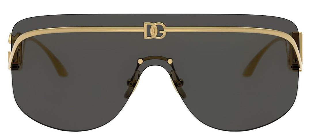 DOLCE & GABBANA DG 2320 02/87 Pillow Gold Metal Sunglasses with Dark Grey Lens