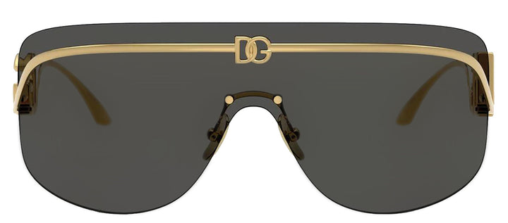 DOLCE & GABBANA DG 2320 02/87 Pillow Gold Metal Sunglasses with Dark Grey Lens