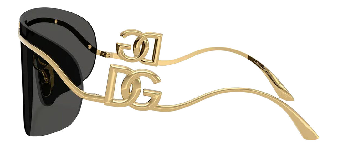 DOLCE & GABBANA DG 2320 02/87 Pillow Gold Metal Sunglasses with Dark Grey Lens