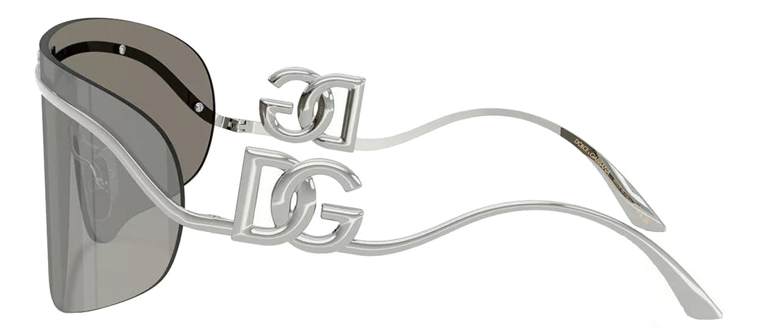 DOLCE & GABBANA DG 2320 05/6G Pillow Silver Metal Sunglasses with Grey Mirror Silver Lens