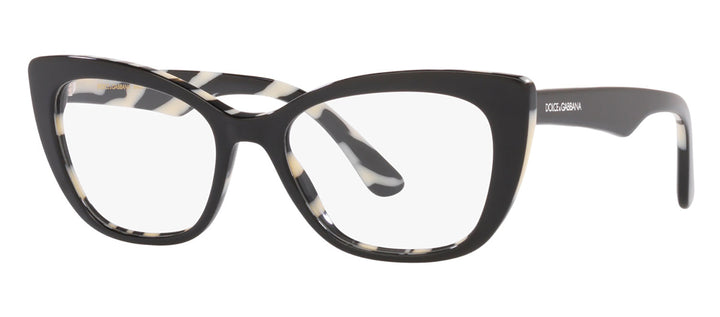 Dolce & Gabbana DG 3360 3372 Cat-Eye Plastic Black Eyeglasses with Logo Stamped Demo Lenses