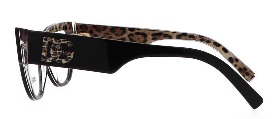 Dolce & Gabbana DG 3378 3299 Cat-Eye Plastic Black Eyeglasses with Logo Stamped Demo Lenses