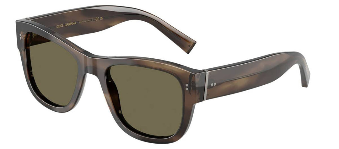 DOLCE & GABBANA DG 4338 3200/3 Square Green Havana Acetate Sunglasses with Brown Lens