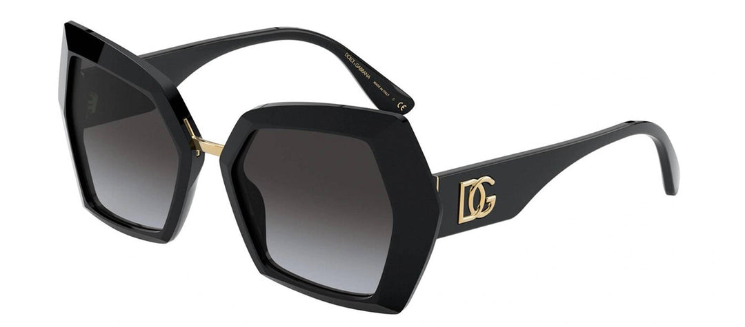 DOLCE & GABBANA DG 4377 501/8G Butterfly Black Acetate Sunglasses with Light Grey Gradient Black Lens