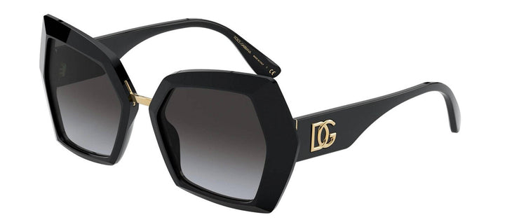 DOLCE & GABBANA DG 4377 501/8G Butterfly Black Acetate Sunglasses with Light Grey Gradient Black Lens