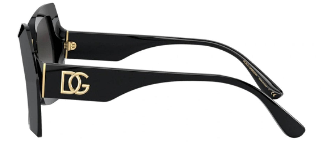 DOLCE & GABBANA DG 4377 501/8G Butterfly Black Acetate Sunglasses with Light Grey Gradient Black Lens
