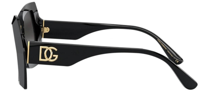 DOLCE & GABBANA DG 4377 501/8G Butterfly Black Acetate Sunglasses with Light Grey Gradient Black Lens