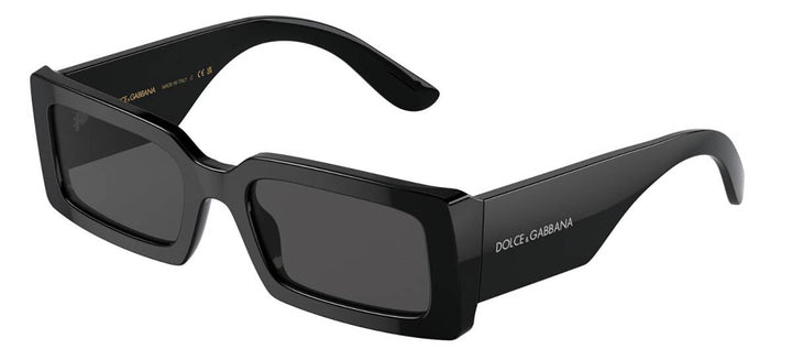 DOLCE & GABBANA DG 4416 335587 Rectangle Black Acetate Sunglasses with Dark Grey Lens