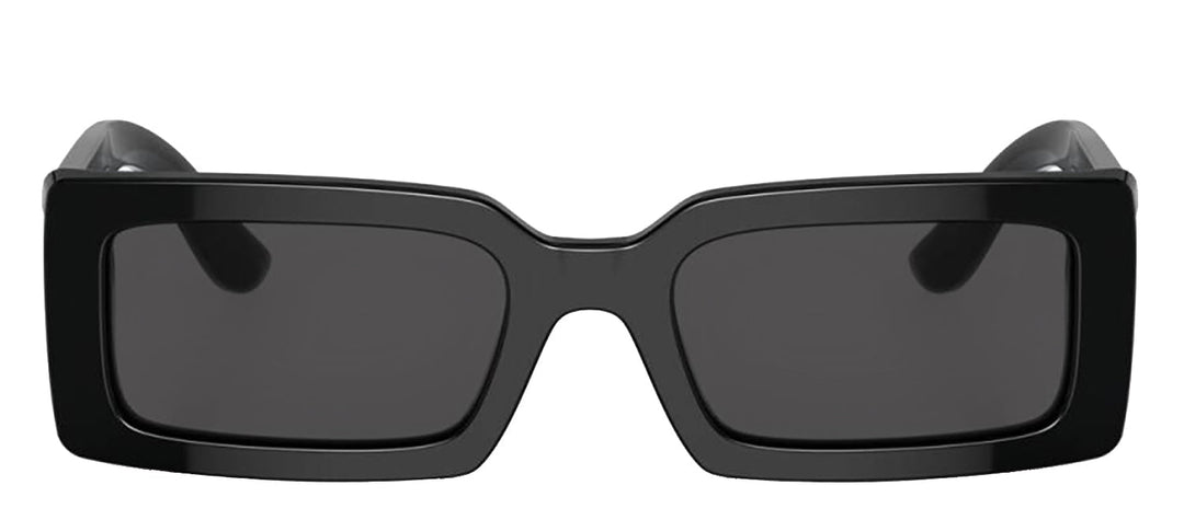 DOLCE & GABBANA DG 4416 335587 Rectangle Black Acetate Sunglasses with Dark Grey Lens