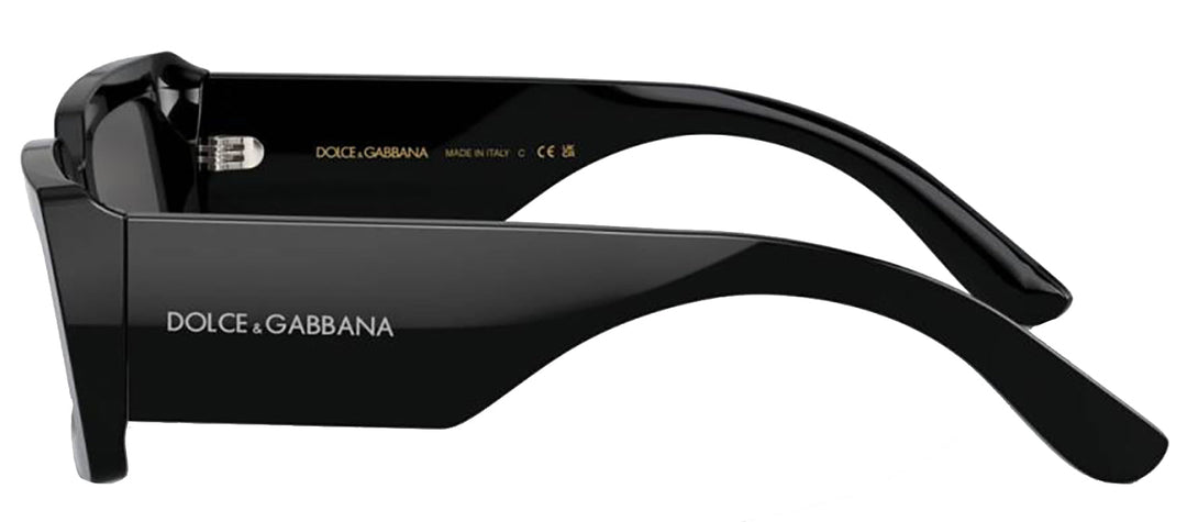 DOLCE & GABBANA DG 4416 335587 Rectangle Black Acetate Sunglasses with Dark Grey Lens