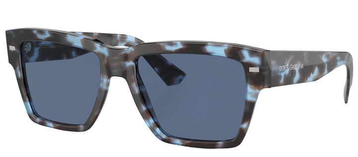 DOLCE & GABBANA DG 4431F 339280 Square Havana Blue Acetate Sunglasses with Dark Blue Lens