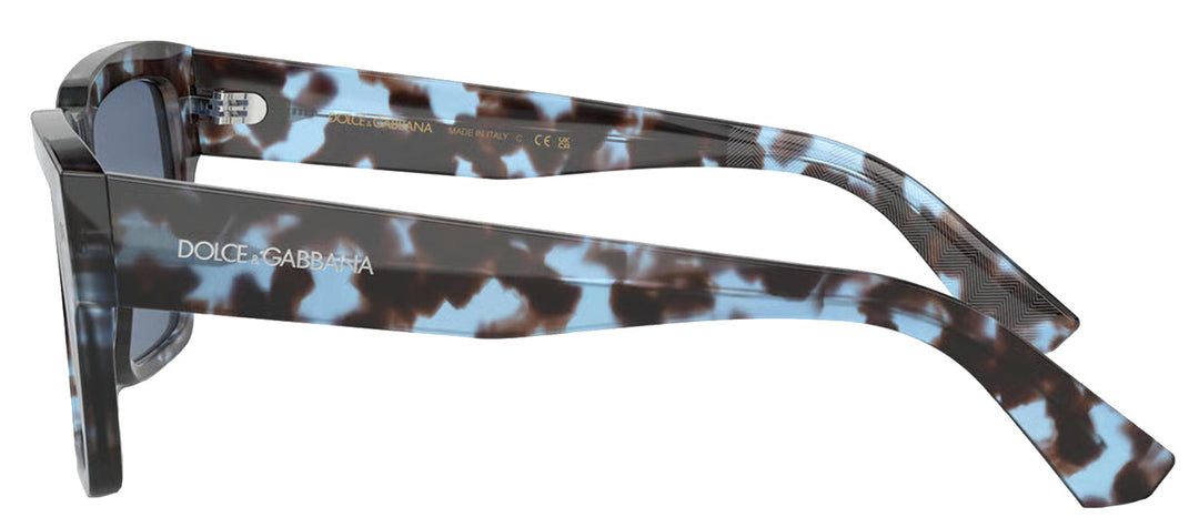DOLCE & GABBANA DG 4431F 339280 Square Havana Blue Acetate Sunglasses with Dark Blue Lens