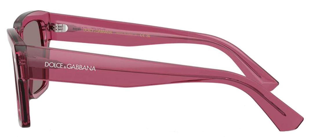 DOLCE & GABBANA DG 4431 32117N Square Transparent Bordeaux Acetate Sunglasses with Dark Purple Lens