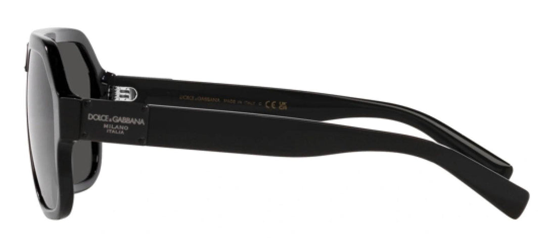 DOLCE & GABBANA DG 4433 501/87 Pilot Black Acetate Sunglasses with Dark Grey Lens