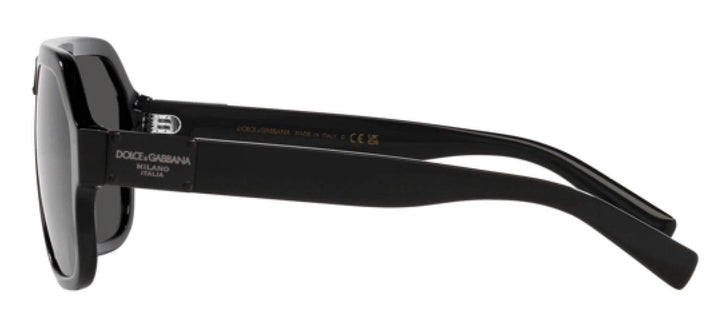 DOLCE & GABBANA DG 4433 501/87 Pilot Black Acetate Sunglasses with Dark Grey Lens