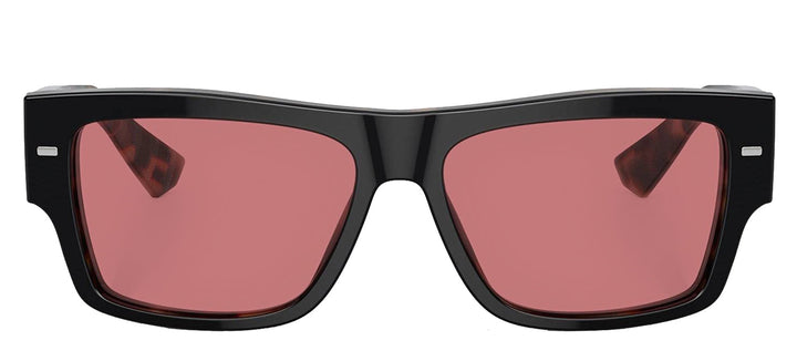 DOLCE & GABBANA DG 4451F 34177N Rectangle Black On Red Havana Acetate Sunglasses with Purple Brown Lens by DOLCE & GABBANA outlet now on sale