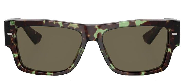 DOLCE & GABBANA DG 4451F 3432/3 Rectangle Havana Green Acetate Sunglasses with Brown Lens