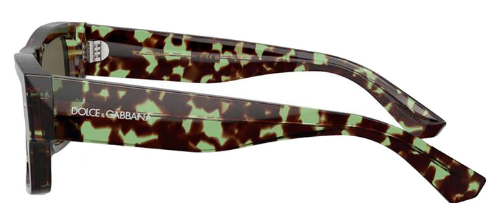 DOLCE & GABBANA DG 4451F 3432/3 Rectangle Havana Green Acetate Sunglasses with Brown Lens