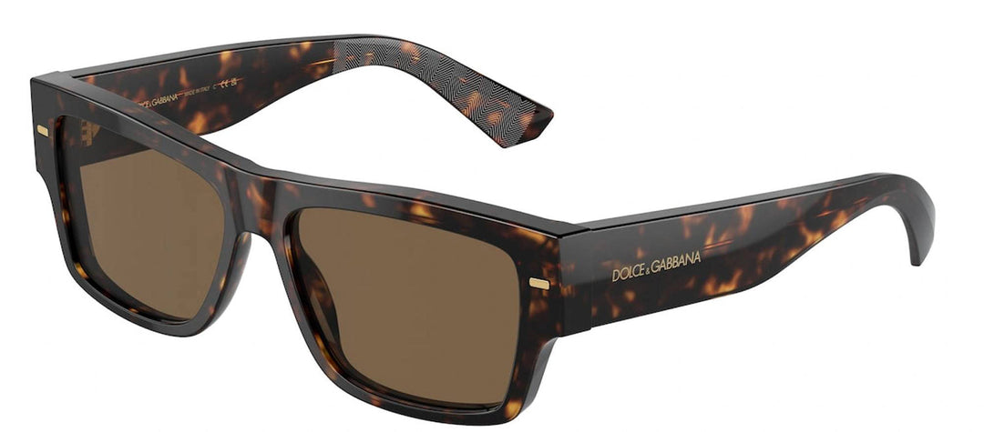 DOLCE & GABBANA DG 4451 502/73 Rectangle Havana Acetate Sunglasses with Dark Brown Lens by DOLCE & GABBANA outlet now on sale