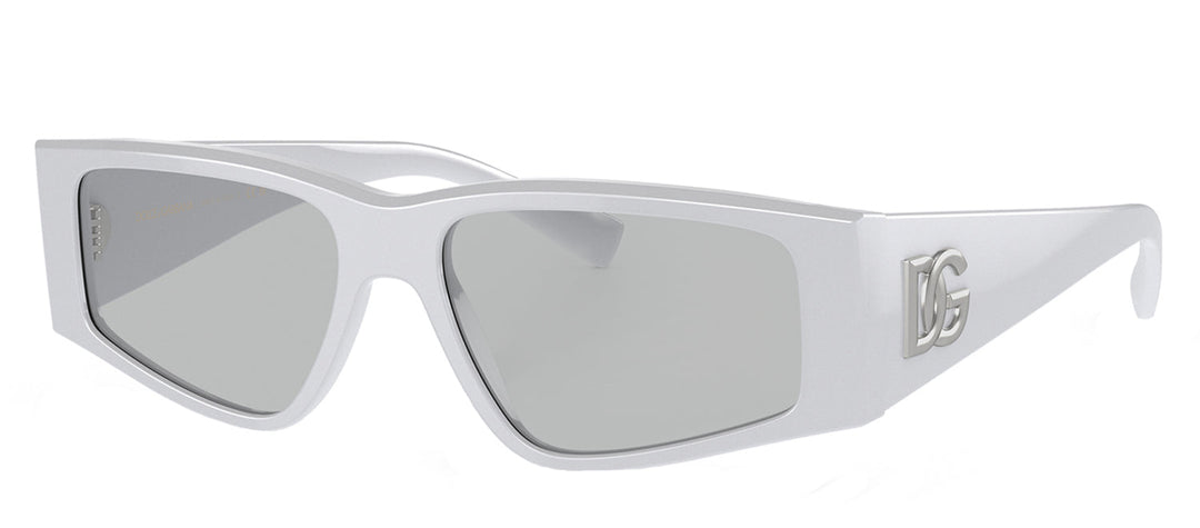 Dolce & Gabbana DG 4453 341887 Rectangle Acetate Light Gray Sunglasses with Light Gray Solid Color Lens