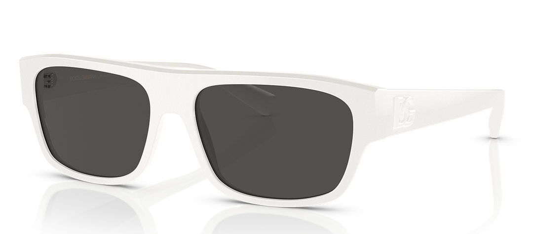 Dolce & Gabbana DG 4455 331287 Pilot Acetate White Sunglasses with Dark Grey Solid Color Lens