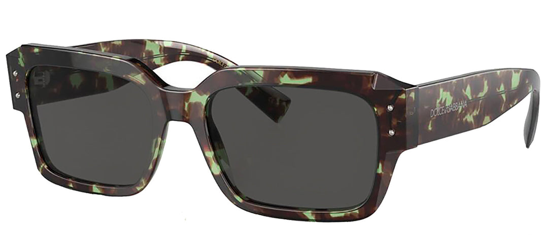 DOLCE & GABBANA DG 4460 343287 Square Havana Green Acetate Sunglasses with Dark Grey Lens