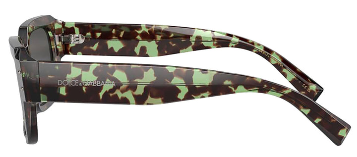DOLCE & GABBANA DG 4460 343287 Square Havana Green Acetate Sunglasses with Dark Grey Lens