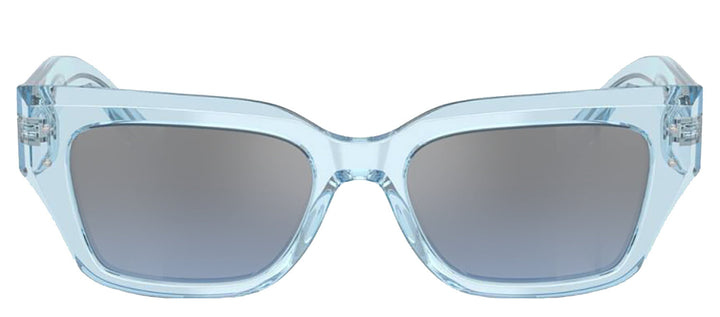 DOLCE & GABBANA DG 4462F 33227C Cat Eye Transparent Blue Acetate Sunglasses with Light Blue Mirror Silver Gradient Lens